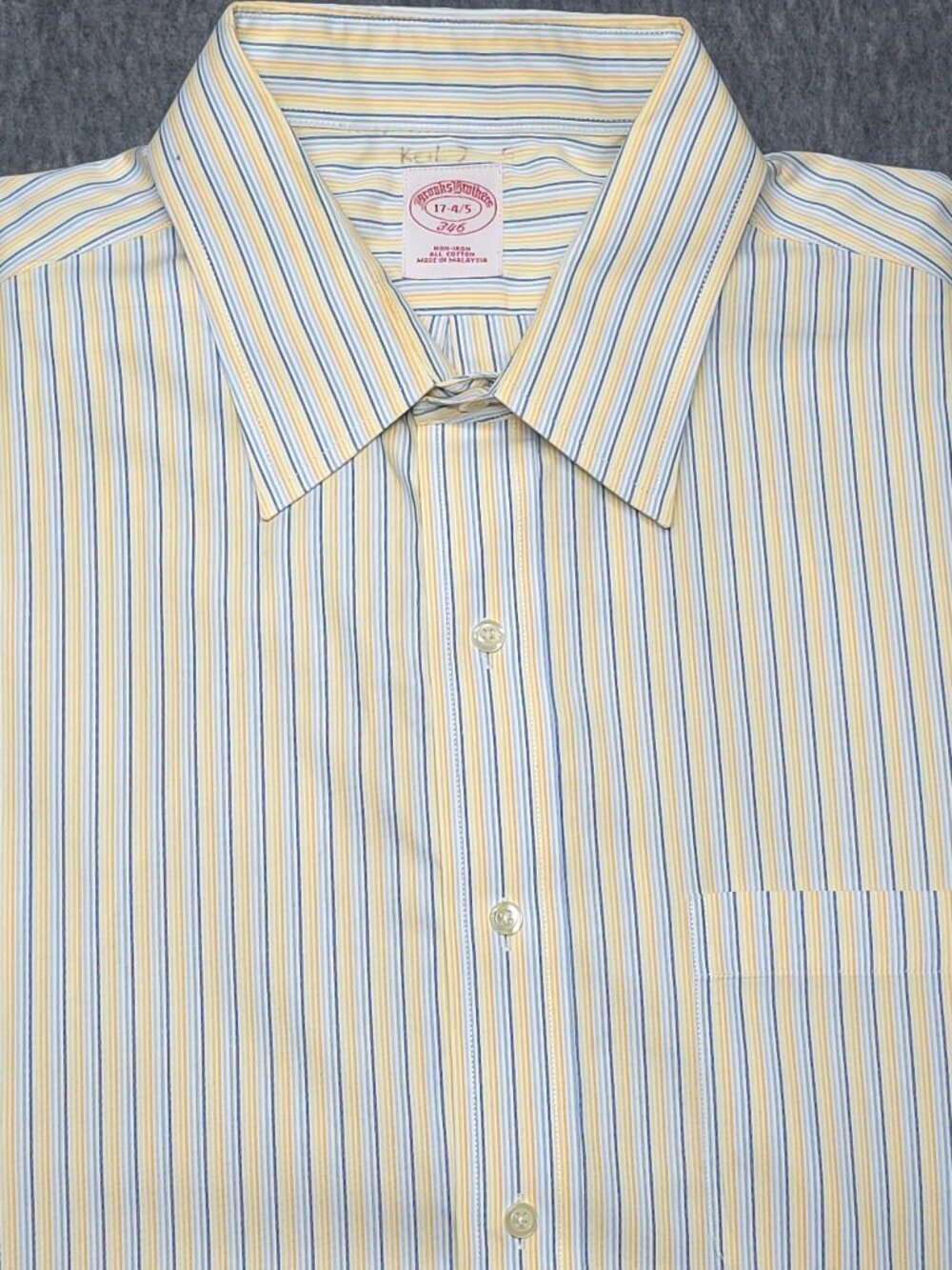 Brooks Brothers 346 Mens 17-4/5 Non Iron Cotton Striped Dress Shirt
